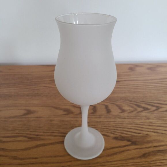 Vintage Frosted Glass Crystal Wine or Water Goblet Drinkware Candle or Crafting - Picture 3 of 13